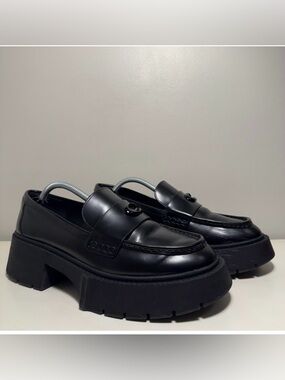 Coach Leah Black Leather Loafer